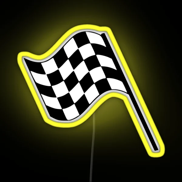 F1 Checkered Finish Line Flag RGB Neon Sign
