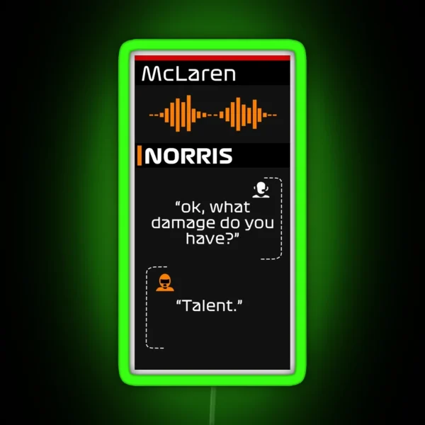 F1 Lando Norris Radio Message Talent RGB Neon Sign