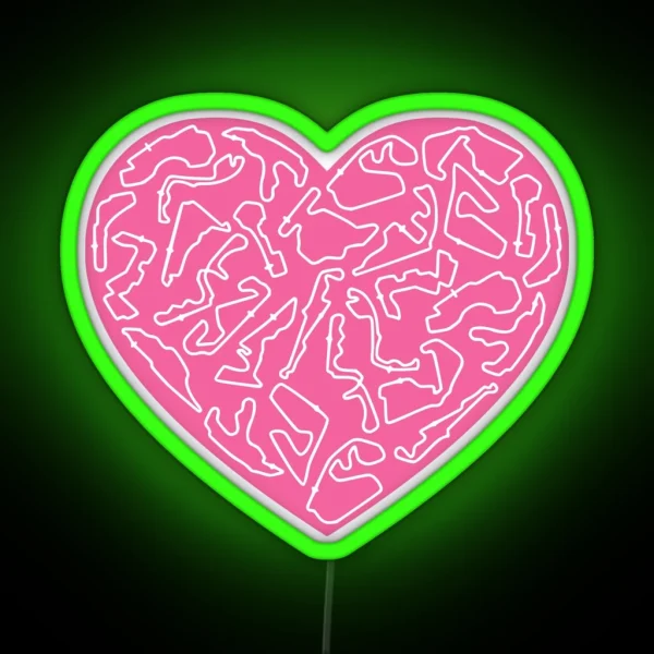 F1 Tracks Love Heart Design RGB Neon Sign
