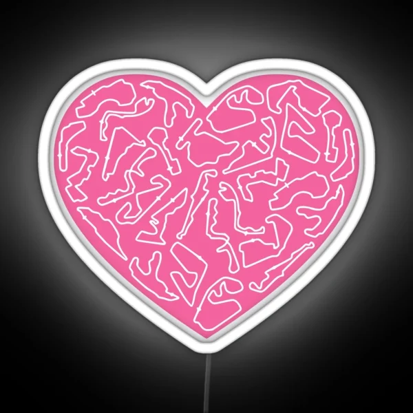F1 Tracks Love Heart Design RGB Neon Sign