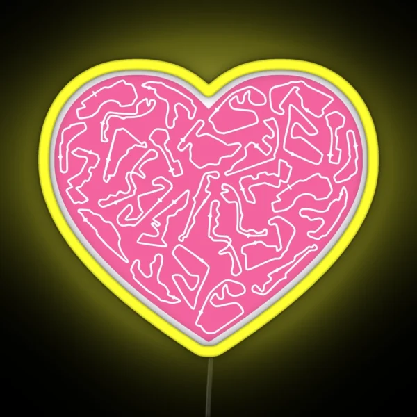 F1 Tracks Love Heart Design RGB Neon Sign