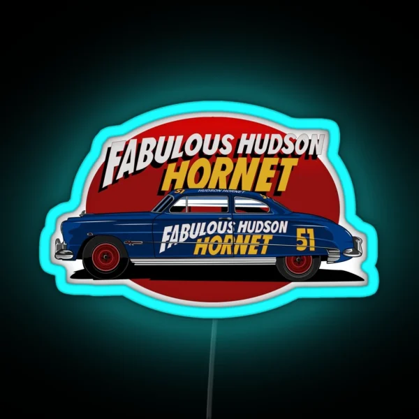 Fabulous Hudson Hornet Illustration RGB Neon Sign