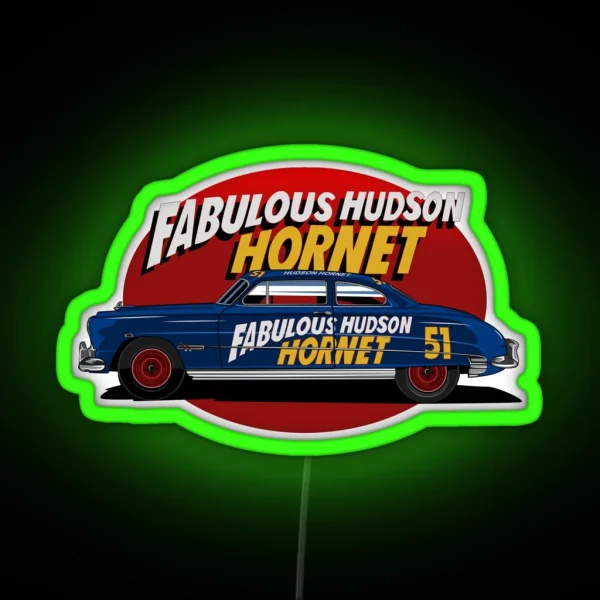 Fabulous Hudson Hornet Illustration RGB Neon Sign