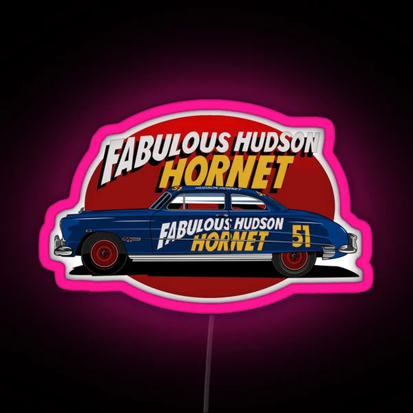 Fabulous Hudson Hornet Illustration RGB Neon Sign