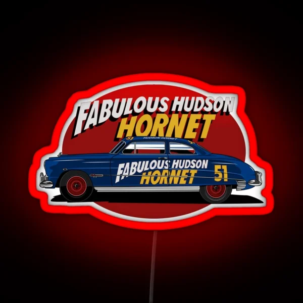 Fabulous Hudson Hornet Illustration RGB Neon Sign