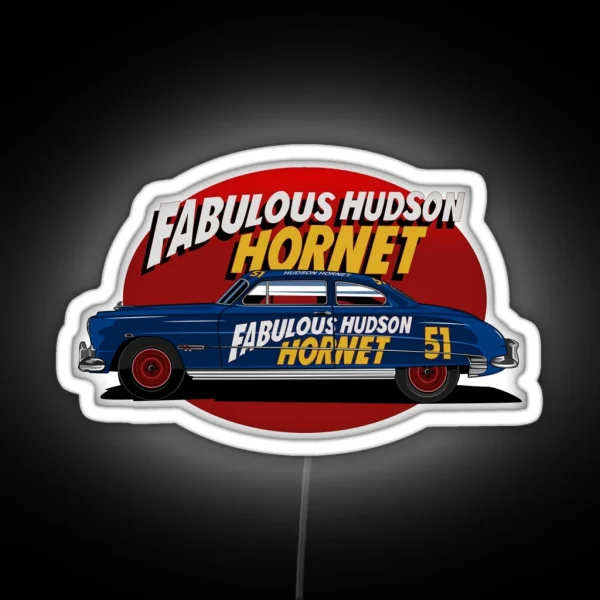 Fabulous Hudson Hornet Illustration RGB Neon Sign