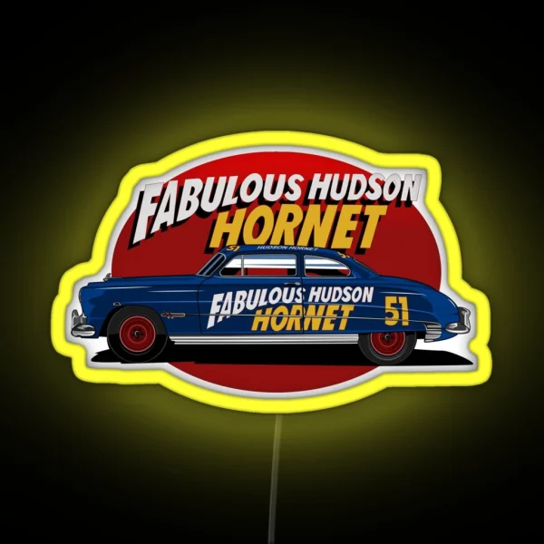 Fabulous Hudson Hornet Illustration RGB Neon Sign