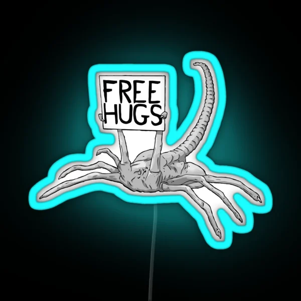 Face Hugger Free Hug Xenomorph RGB Neon Sign