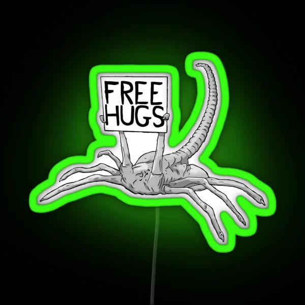 Face Hugger Free Hug Xenomorph RGB Neon Sign