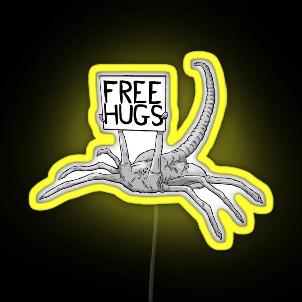 Face Hugger Free Hug Xenomorph RGB Neon Sign
