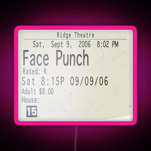 Face Punch Movie Ticket Twilight RGB Neon Sign