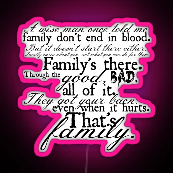 Family Don T End In Blood RGB Neon Sign