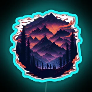 Fantasy Mythical Mountain Scene RGB Neon Sign