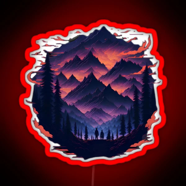 Fantasy Mythical Mountain Scene RGB Neon Sign