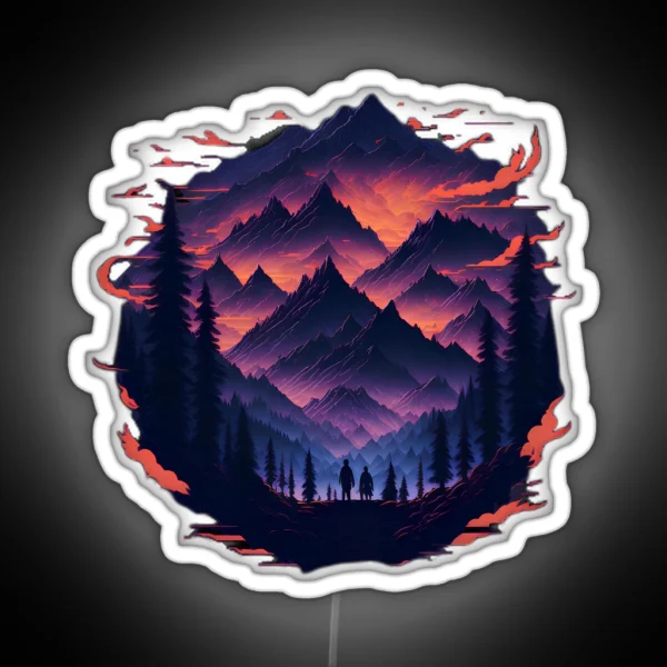Fantasy Mythical Mountain Scene RGB Neon Sign