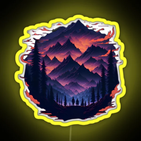 Fantasy Mythical Mountain Scene RGB Neon Sign