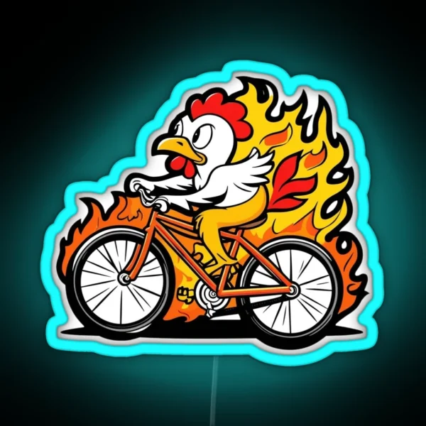 Fast Chicken On Bike RGB Neon Sign