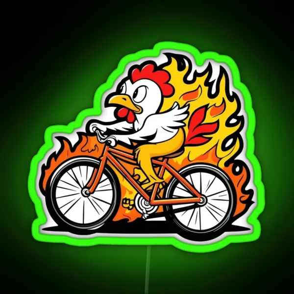Fast Chicken On Bike RGB Neon Sign