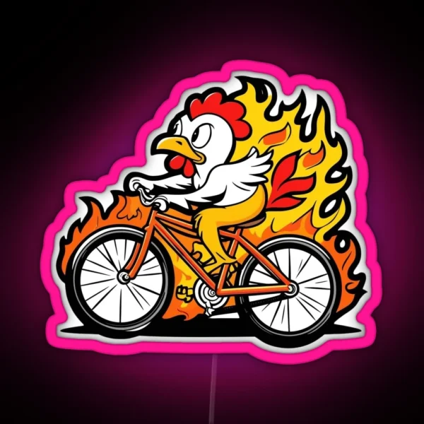 Fast Chicken On Bike RGB Neon Sign