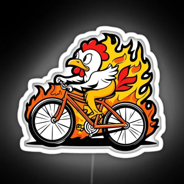 Fast Chicken On Bike RGB Neon Sign