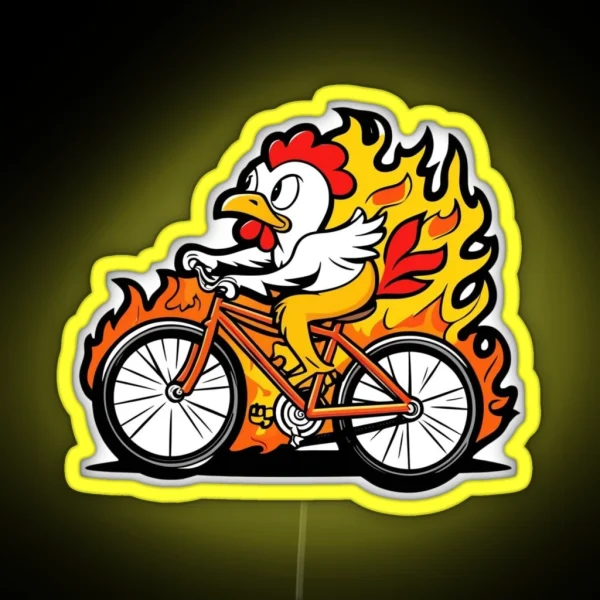 Fast Chicken On Bike RGB Neon Sign