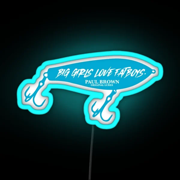 Fat Boy Led Paul Brown Lures Aqua RGB Neon Sign