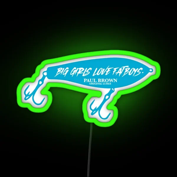 Fat Boy Led Paul Brown Lures Aqua RGB Neon Sign