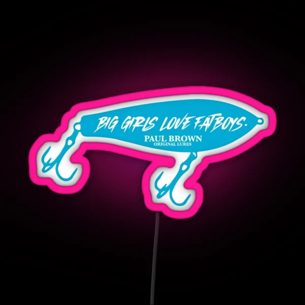 Fat Boy Led Paul Brown Lures Aqua RGB Neon Sign