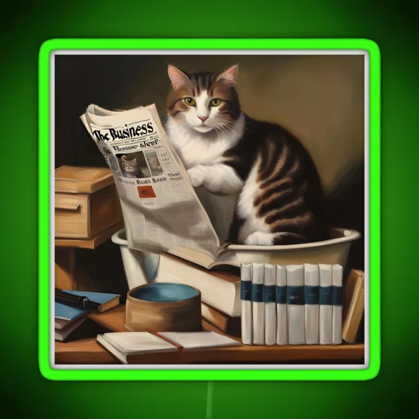 Fat Feline Doing His Business RGB Neon Sign