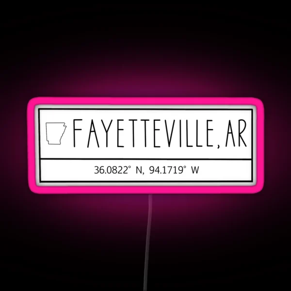 Fayetteville Arkansas Coordinates RGB Neon Sign