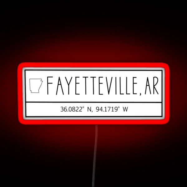 Fayetteville Arkansas Coordinates RGB Neon Sign