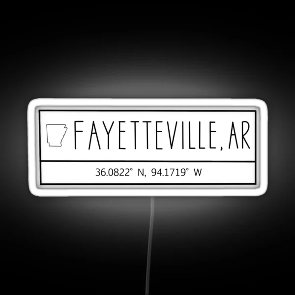 Fayetteville Arkansas Coordinates RGB Neon Sign