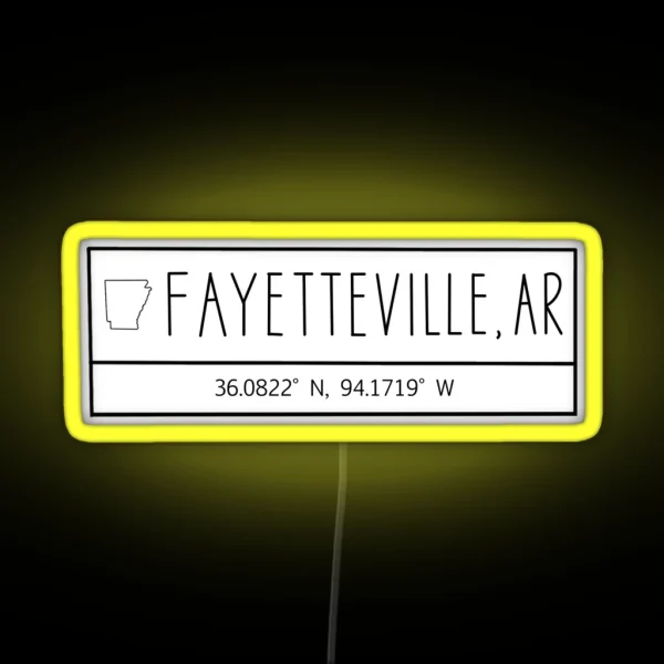 Fayetteville Arkansas Coordinates RGB Neon Sign