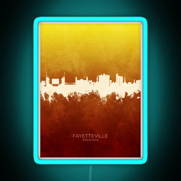 Fayetteville Arkansas Skyline RGB Neon Sign