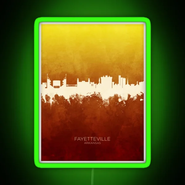 Fayetteville Arkansas Skyline RGB Neon Sign