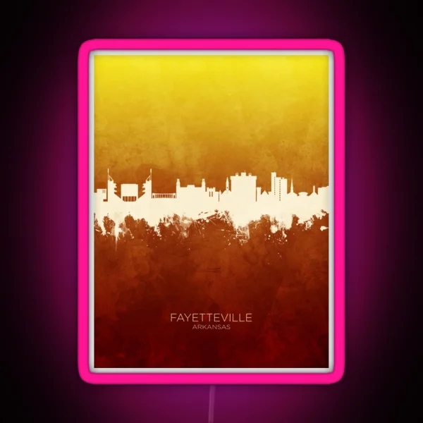 Fayetteville Arkansas Skyline RGB Neon Sign