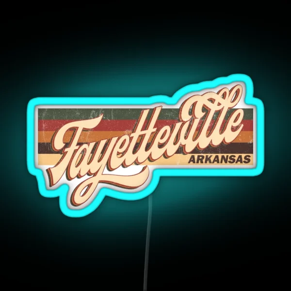 Fayetteville Arkansas State Retro Vintage 70s 80s RGB Neon Sign