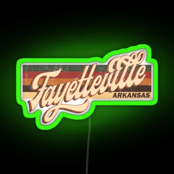 Fayetteville Arkansas State Retro Vintage 70s 80s RGB Neon Sign