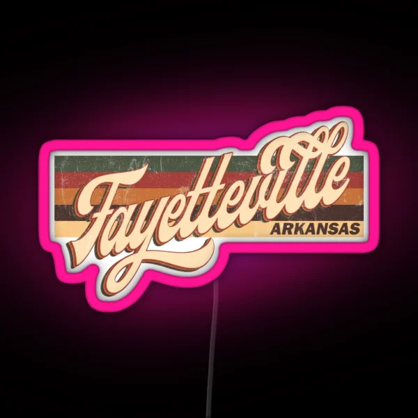 Fayetteville Arkansas State Retro Vintage 70s 80s RGB Neon Sign