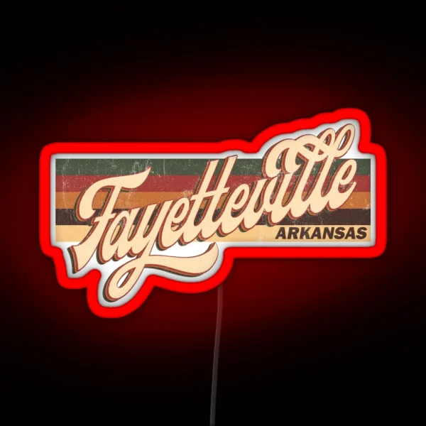 Fayetteville Arkansas State Retro Vintage 70s 80s RGB Neon Sign