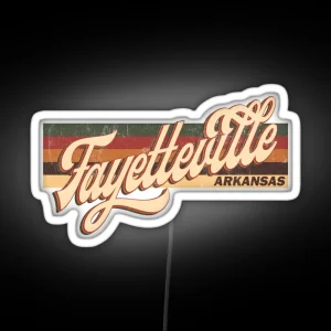 Fayetteville Arkansas State Retro Vintage 70s 80s Distressed RGB Neon Sign