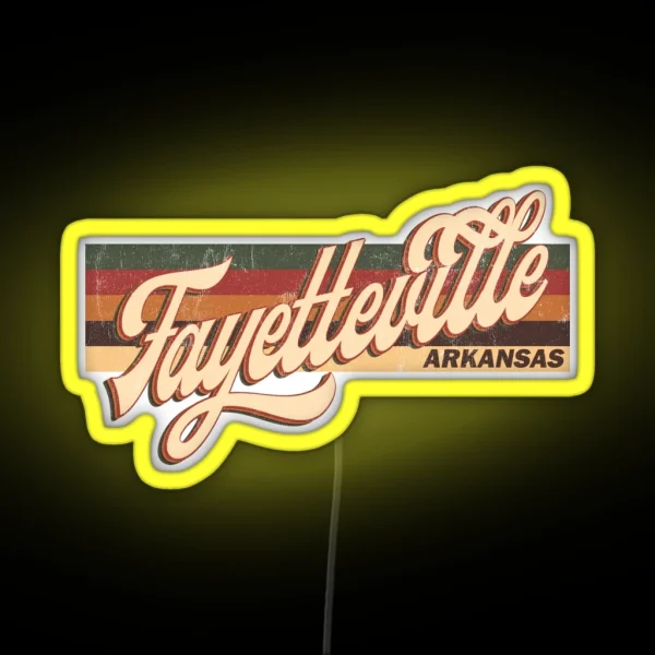 Fayetteville Arkansas State Retro Vintage 70s 80s RGB Neon Sign