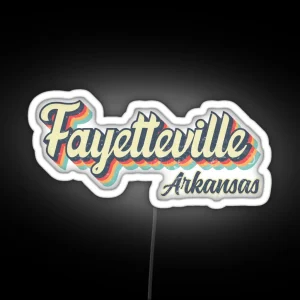 Fayetteville City Arkansas Retro Vintage 70s Rainbow RGB Neon Sign