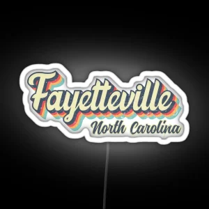 Fayetteville City North Carolina Retro Vintage 70s Rainbow RGB Neon Sign