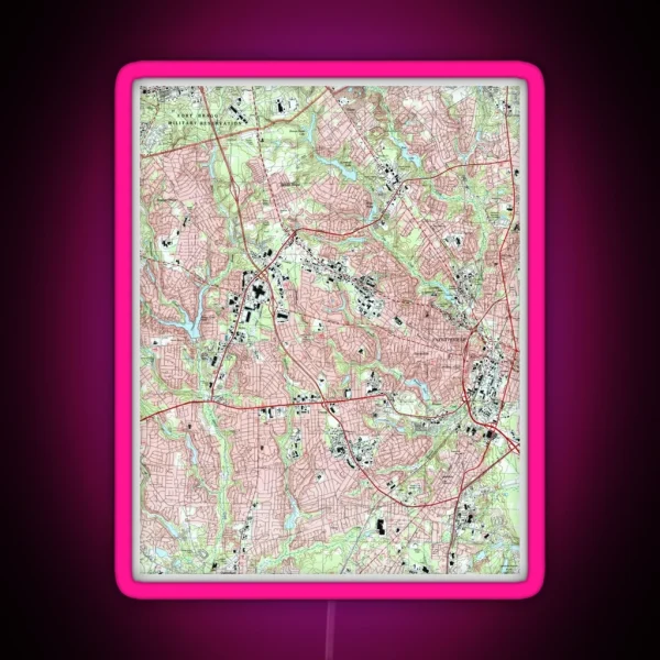 Fayetteville North Carolina Map 1997 RGB Neon Sign