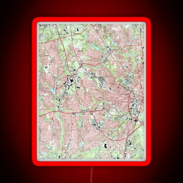 Fayetteville North Carolina Map 1997 RGB Neon Sign