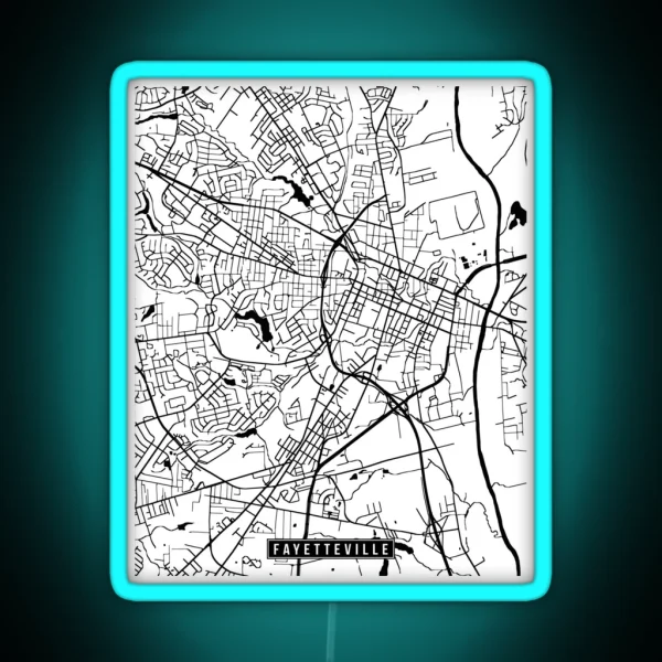 Fayetteville North Carolina Street Map RGB Neon Sign