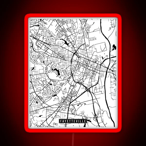 Fayetteville North Carolina Street Map RGB Neon Sign