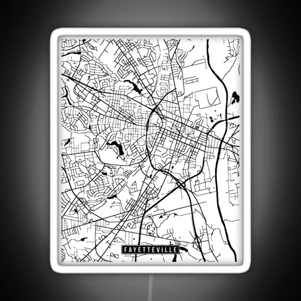 Fayetteville North Carolina Street Map RGB Neon Sign