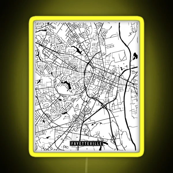 Fayetteville North Carolina Street Map RGB Neon Sign